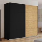 Rauch Malva 226cm 2 Door Sliding Wardrobe - Metallic Dark Grey and Oak
