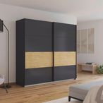 Rauch Malva 226cm 2 Door Sliding Wardrobe - Metallic Dark Grey