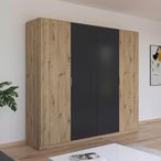 Rauch Monza 226cm 4 Door Wardrobe - Artisan Oak and Metallic Dark Grey