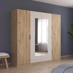 Rauch Monza 226cm 4 Door Wardrobe with Mirror - Artisan Oak and Champagne