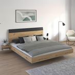 Rauch Monza 6ft Queen Size Bed with 2 Hanging Bedside Table - Artisan Oak and Metallic Dark Grey