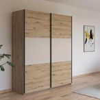 Rauch Neo 175cm 2 Door Sliding Wardrobe - Artisan Oak and Champagne