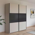 Rauch Neo 175cm 2 Door Sliding Wardrobe - Champagne and Metallic Dark Grey