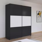Rauch Neo 175cm 2 Door Sliding Wardrobe - Metallic Dark Grey and Alpine White