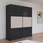 Rauch Neo 175cm 2 Door Sliding Wardrobe - Metallic Dark Grey and Champagne
