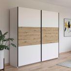 Rauch Neo 218cm 2 Door Sliding Wardrobe - Alpine White and Artisan Oak
