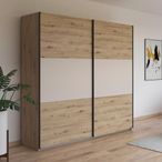 Rauch Neo 218cm 2 Door Sliding Wardrobe - Artisan Oak and Champagne