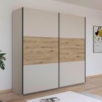 Rauch Neo 218cm 2 Door Sliding Wardrobe - Champagne and Artisan Oak
