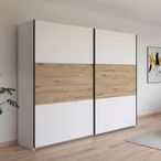 Rauch Neo 261cm 2 Door Sliding Wardrobe - Alpine White and Artisan Oak
