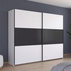 Rauch Neo 261cm 2 Door Sliding Wardrobe - Alpine White and Metallic Dark Grey