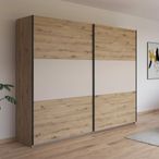 Rauch Neo 261cm 2 Door Sliding Wardrobe - Artisan Oak and Champagne