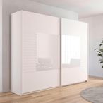 Rauch Ruga 271cm 2 Door Sliding Wardrobe - Alpine White and White Glass