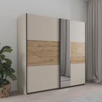 Rauch Sajo 218cm 2 Door Sliding Wardrobe with Mirror - Champagne and Artisan Oak