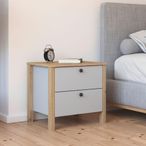 Rauch Credo 2 Drawer Bedside Table - Set of 2 - Silk Grey and Artisan Oak