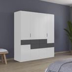 Rauch Mats 181cm 5 Door Wardrobe with Drawer - Alpine White and Metallic Dark Grey