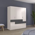 Rauch Mats 181cm 5 Door Wardrobe with Drawer - Champagne and Metallic Dark Grey