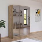 Rauch Reflect 136cm 3 Door Mirrored Wardrobe with Interior Division - Artisan Oak