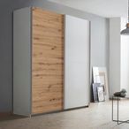 Rauch Saturn 175cm 2 Door Sliding Wardrobe - Alpine White and Artisan Oak
