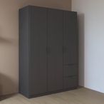 Rauch Ella 136cm 3 Door Wardrobe with Drawer - Metallic Dark Grey