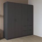 Rauch Ella 181cm 4 Door Wardrobe with Drawer - Metallic Dark Grey