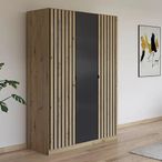 Rauch Genua 136cm 3 Door Wardrobe Type A - Artisan Oak and Metallic Dark Grey
