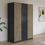 Rauch Genua 136cm 3 Door Wardrobe Type A - Metallic Dark Grey and Artisan Oak