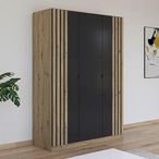Rauch Genua 136cm 3 Door Wardrobe Type B - Artisan Oak and Metallic Dark Grey