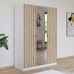 Rauch Genua 136cm 3 Door Wardrobe with Mirror - Alpine White and Artisan Oak