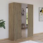 Rauch Genua 136cm 3 Door Wardrobe with Mirror - Artisan Oak and Metallic Dark Grey