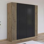 Rauch Genua 181cm 4 Door Wardrobe Type B - Artisan Oak and Metallic Dark Grey