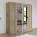 Rauch Genua 181cm 4 Door Wardrobe with Mirror - Artisan Oak and Alpine White