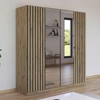 Rauch Genua 181cm 4 Door Wardrobe with Mirror - Artisan Oak and Metallic Dark Grey