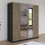 Rauch Genua 181cm 4 Door Wardrobe with Mirror - Metallic Dark Grey and Artisan Oak