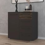 Rauch Luana 1 Door Small Sideboard - 80cm - Graphite and Atlantic Dark Oak