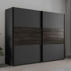 Rauch Marbella 261cm 2 Door Sliding Wardrobe - Metallic Dark Grey and Atlantic Dark Oak