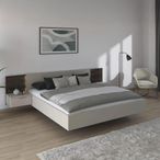 Rauch Marbella 5ft King Size Bed with 2 Hanging Bedside Table - Champagne and Atlantic Dark Oak