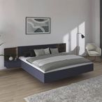 Rauch Marbella 5ft King Size Bed with 2 Hanging Bedside Table - Metallic Dark Grey and Atlantic Dark Oak