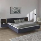 Rauch Marbella 6ft Queen Size Bed with 2 Hanging Bedside Table - Metallic Dark Grey and Atlantic Dark Oak