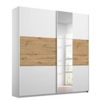 Rauch Miro 175cm 2 Door Sliding Wardrobe with Mirror - Alpine White and Artisan Oak