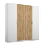 Rauch Miro 181cm 4 Door Wardrobe - Alpine White and Artisan Oak