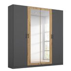 Rauch Miro 181cm 4 Door Wardrobe with Mirror - Metallic Dark Grey and Artisan Oak