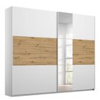 Rauch Miro 218cm 2 Door Sliding Wardrobe with Mirror - Alpine White and Artisan Oak
