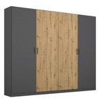 Rauch Miro 226cm 4 Door Wardrobe - Metallic Dark Grey and Artisan Oak