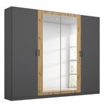 Rauch Miro 226cm 4 Door Wardrobe with Mirror - Metallic Dark Grey and Artisan Oak