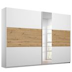 Rauch Miro 261cm 2 Door Sliding Wardrobe with Mirror - Alpine White and Artisan Oak