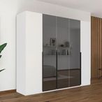 Rauch Paola 251cm 5 Door Wardrobe - Alpine White and Grey Glass