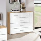 Rauch Morella 3+2 Drawer Chest - Sonoma Oak and White High Gloss