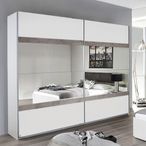 Rauch Penzberg 226cm 2 Door Sliding Wardrobe with Mirror - Alpine White and Stone Grey