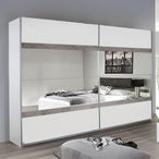 Rauch Penzberg 271cm 2 Door Sliding Wardrobe with Mirror - Alpine White and Stone Grey