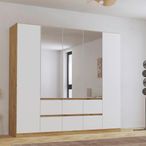 Rauch Mainz Plus 226cm 5 Door Combi Wardrobe - Sonoma Oak and White High Gloss